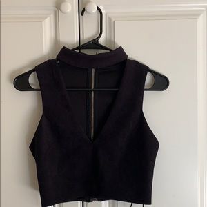 LF Black Halter Crop Top